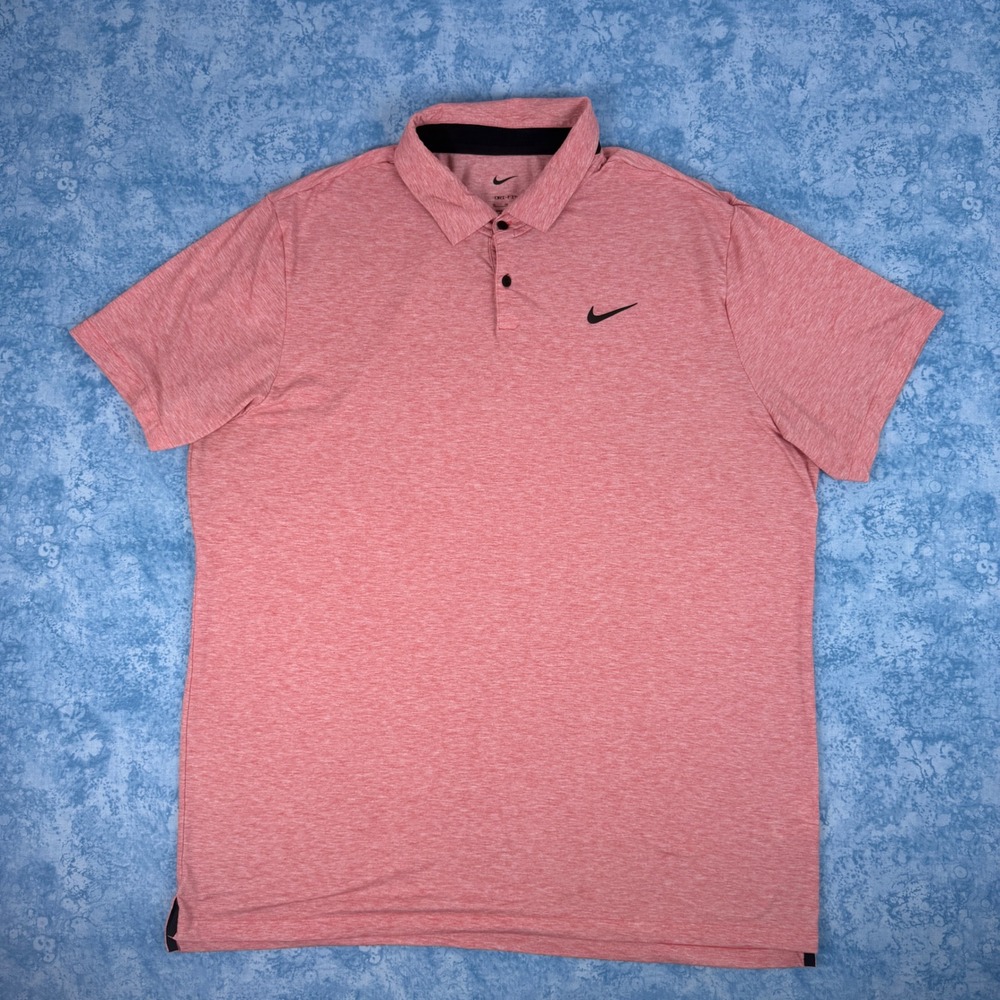 Nike Dri-FIT Mens XL Pink Heathered Short Sleeve Golf Polo Shirt DH0845-668